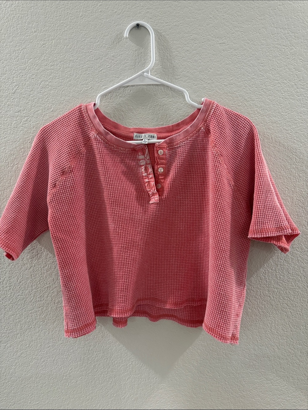 Pink Waffle-Knit Crop Top Size Large